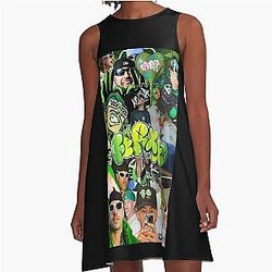 Feid - Green Aesthetic Collage Art Design Dress