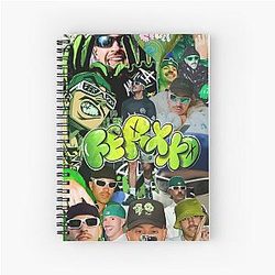 Feid Green Aesthetic Collage Art Design Spiral Notebook