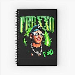 Feid FERXXO Neon Style Latin Music Art Portrait Spiral Notebook