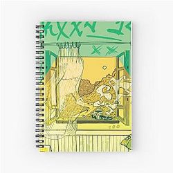 Feid - Verde Aesthetic Room Spiral Notebook Illustration Art