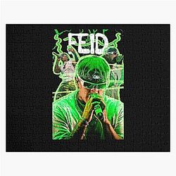 Feid Neon Aesthetic Music Art Vibrant Green Concert Design Jigsaw Puzzle