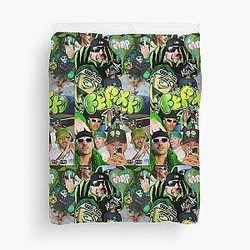 Feid – Green Aesthetic Collage Design Duvet Cover