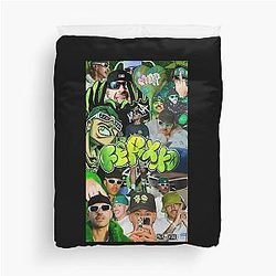 Feid Green Aesthetic Collage Design Duvet Cover
