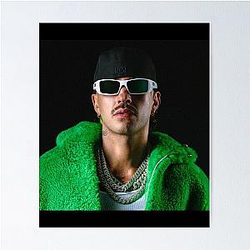 Feid Urban Style Portrait Green Aesthetic Latin Street Art Poster
