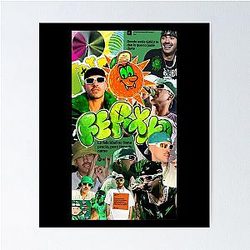 Feid Urban Aesthetic Green Vibe Latin Street Art Poster