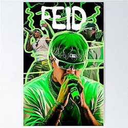 Feid Neon Aesthetic Music Art Vibrant Green Concert Design Poster