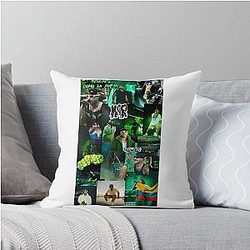 Feid Green Urbano Collage Design Throw Pillow