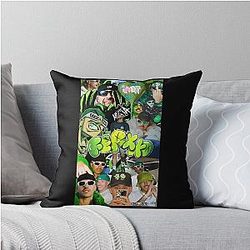 Feid Green Aesthetic Collage Art Design Throw Pillow