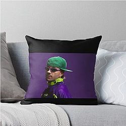 Feid Neon Flow Urban Music Retro Streetwear Art Throw Pillow
