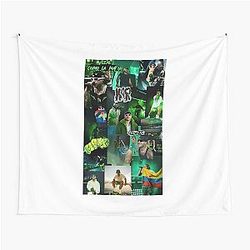 Feid Green Urbano Collage Design Tapestry