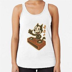 Felix Cat DJ in Disco Racerback Tank Top