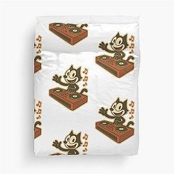 Felix Cat DJ in the Disco Console Duvet Cover