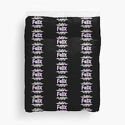 Purple Felix Name Label Black Duvet Cover