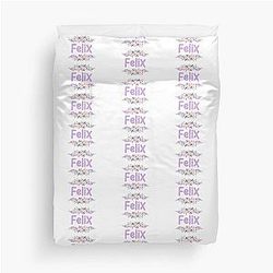 Purple Flower Label Duvet Cover