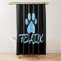 Blue Cat Felix Shower Curtain