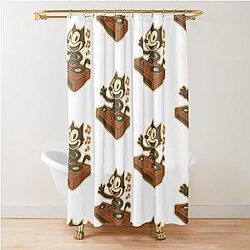 Felix Cat DJ Console Shower Curtain