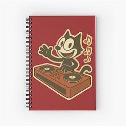 Felix Cat DJ in Disco with Console Spiral Notebook