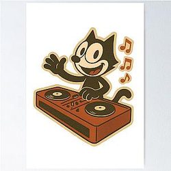 Felix Cat DJ in Disco with Console Poster