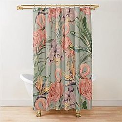 Vintage Flamingo LGBT Pattern Tropical Summer Shower Curtain