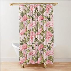 Flamingo Tropical Plant Shower Curtain