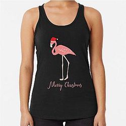 Pink Flamingo Christmas Costume Gift For Flamingo Bird Lovers Racerback Tank Top
