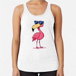Cartoon Flamingo Racerback Tank Top