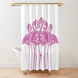 Pink Neon Flamingo Shower Curtain