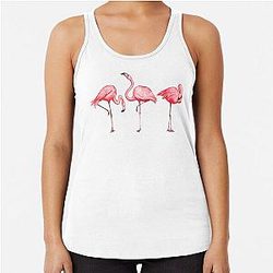 Flamingo Pattern Black Racerback Tank Top