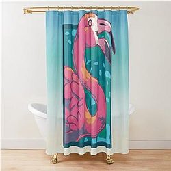 Summer Flamingo Shower Curtain