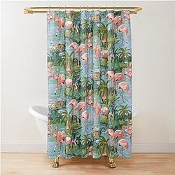 Flamingo Lagoon Paint by Number Shower Curtain