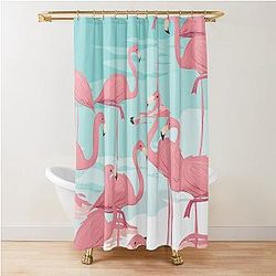 Kitschy Retro Flamingo Shower Curtain