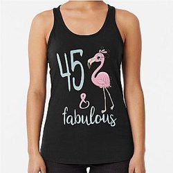 45 Year Old Fabulous Flamingo Birthday Gift Cute Party Outfit Racerback Tank Top