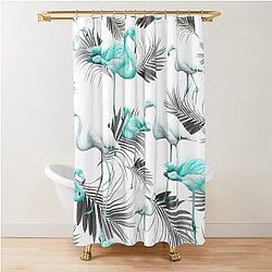 Winter Flamingo Palm Shower Curtain