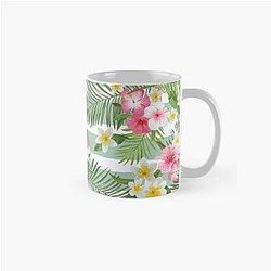 Tropical Flamingos, Hibiscus and Plumeria Classic Mug