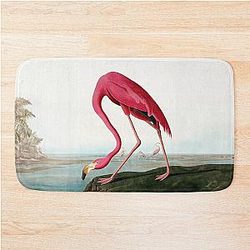 Vintage Pink Flamingo Bath Mat