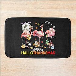 Happy Halloween Flamingo Bath Mat