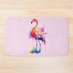 Colorful Flamingo Bath Mat