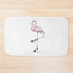 Flamingo in Stilettos Bath Mat