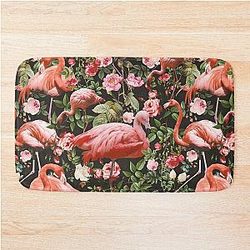 Floral and Flamingo Patterned Bath Mat