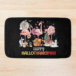 Happy Thanks Mas Flamingo Funny T-shirt and Bath Mat