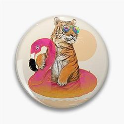 Chillin Flamingo Tiger Pin