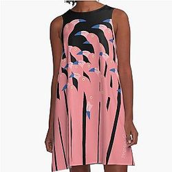 Pink Poetic Flamingo A-Line Dress