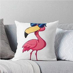 Cartoon Flamingo Bird Throw Pillow