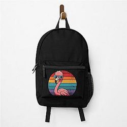 Cool Retro Flamingo in Sunglasses 70s 80s Funny Flamingo Backpack