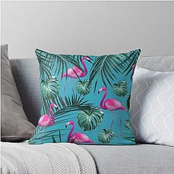 Tropical Flamingo Pattern Throw Pillow