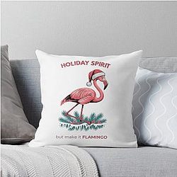 Flamingo Funny Christmas Flamingo Design Throw Pillow