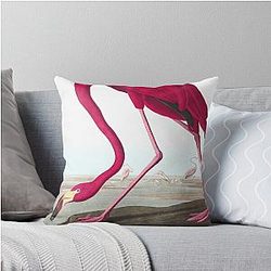 Flamingo by John Audubon Throw Pillow