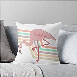 Totally 80s Flamingo Throw Pillow