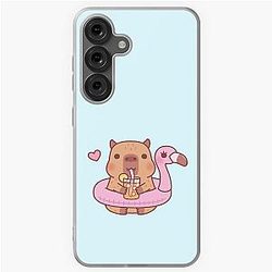 Capybara With Flamingo Pool Float For Summer Samsung Galaxy Soft Case