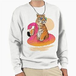 Chillin Flamingo Tiger Pullover Sweatshirt